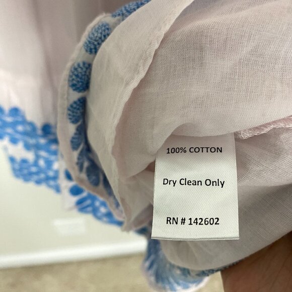 Sail to Sable Flutter Sleeve Dress in Blush Pink Blue Embroidered Ruffles Tiered - Picture 6 of 11